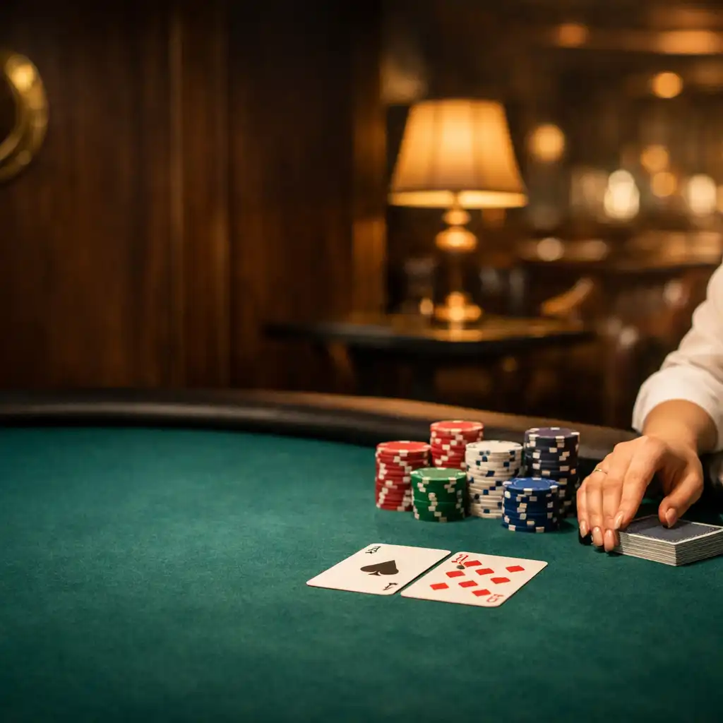 Privát offline poker salon óceáncián asztallal és rendezett eseménykellékekkel