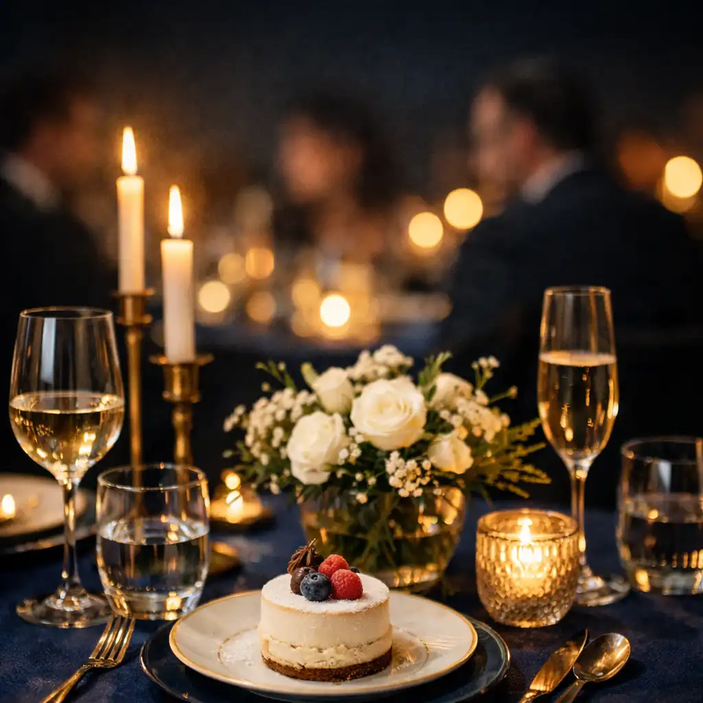 Elegáns VIP születésnapi asztal gyertyafénnyel